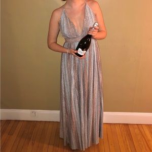 Luxxel Silver/Rose Gold Maxi Dress